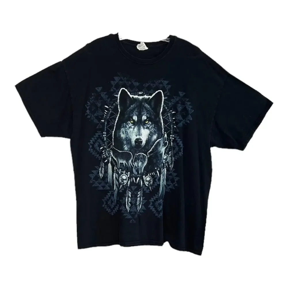 Oversized Nature Wolf Graphic Tee